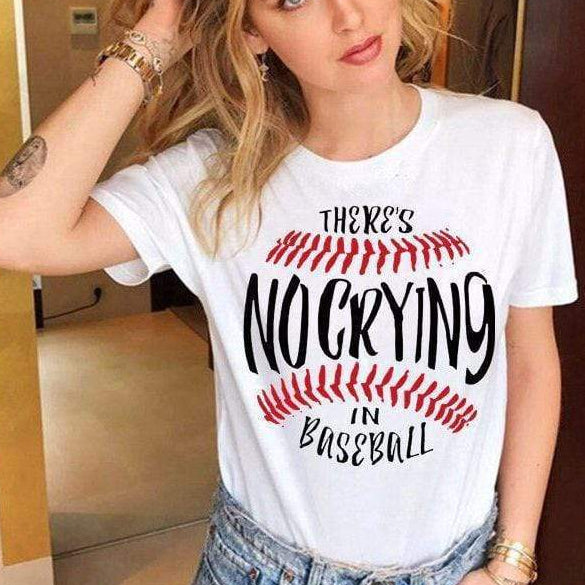 there's no crying in baseball boyfriend tee